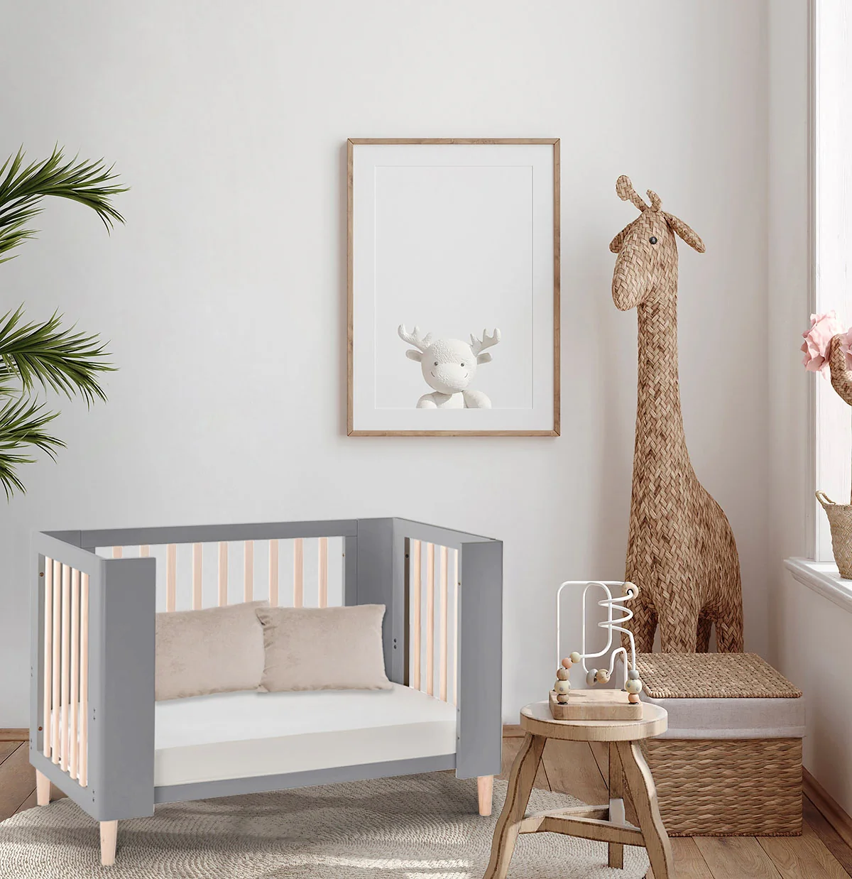 Cocoon Evoke 4-in-1 Cotbed + Change Area Dresser + Mattresses, Dove Grey / Natural Wash - Image 3