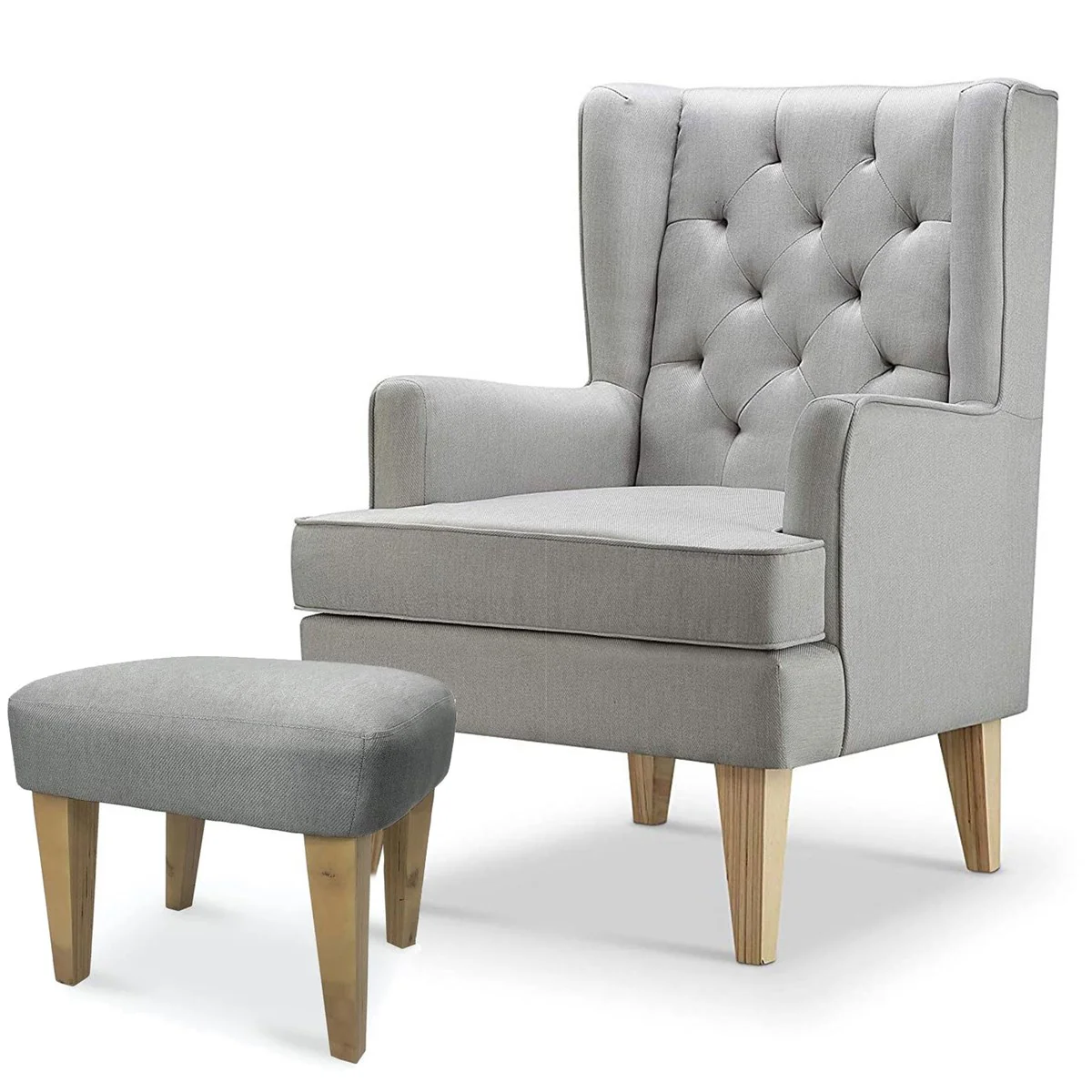 Johnston's Soothe Easy Deluxe Nursing Chair & Rocker with Foot Stool, Grey / Beechwood - Image 6