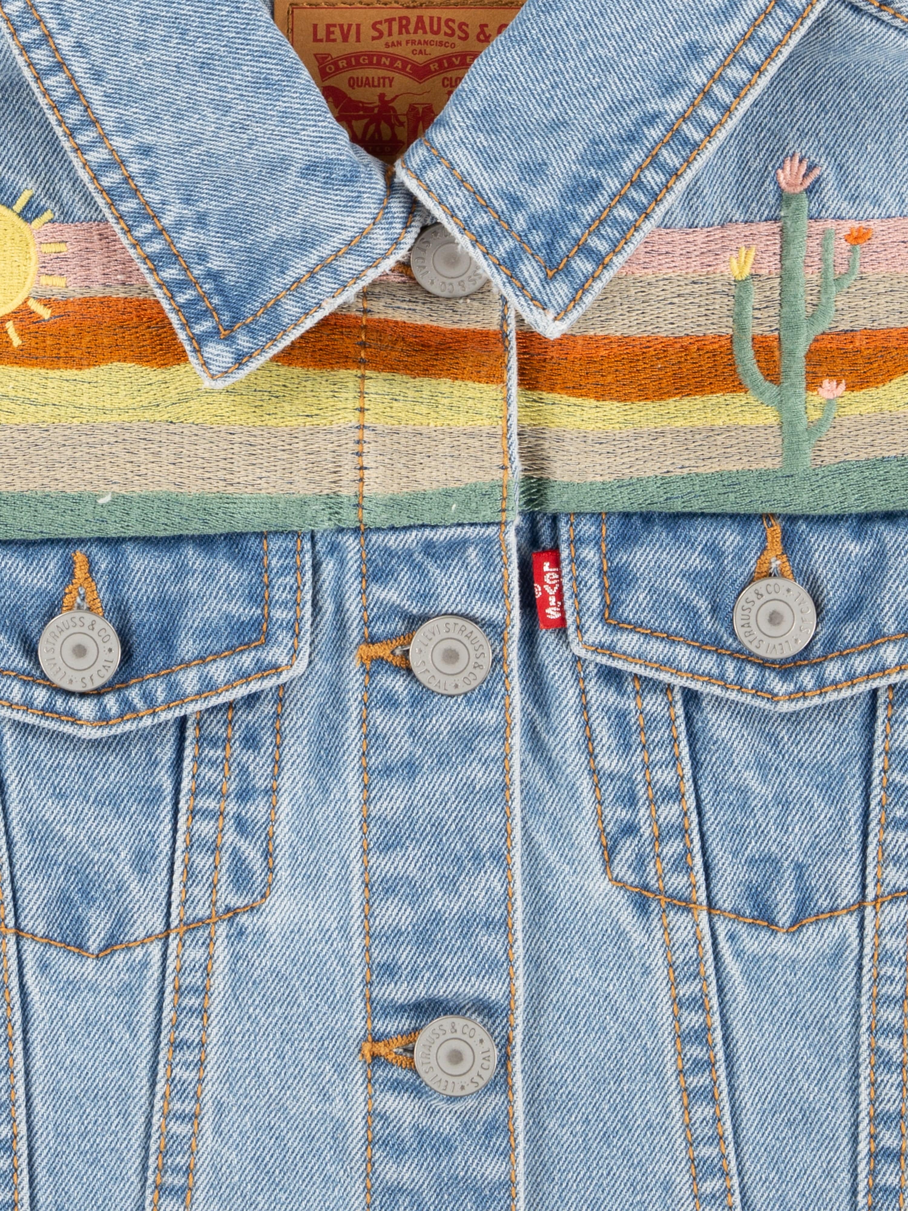 Levi's Girls Embroidered Gilet in Blue - Image 3